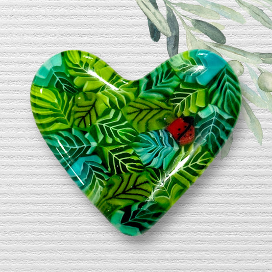 Fused Glass Heart ~ Lady of the Leaves