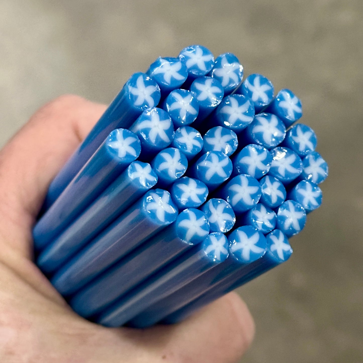 White and Blue Stars coe 90 Design Murrini SINGLE ROD