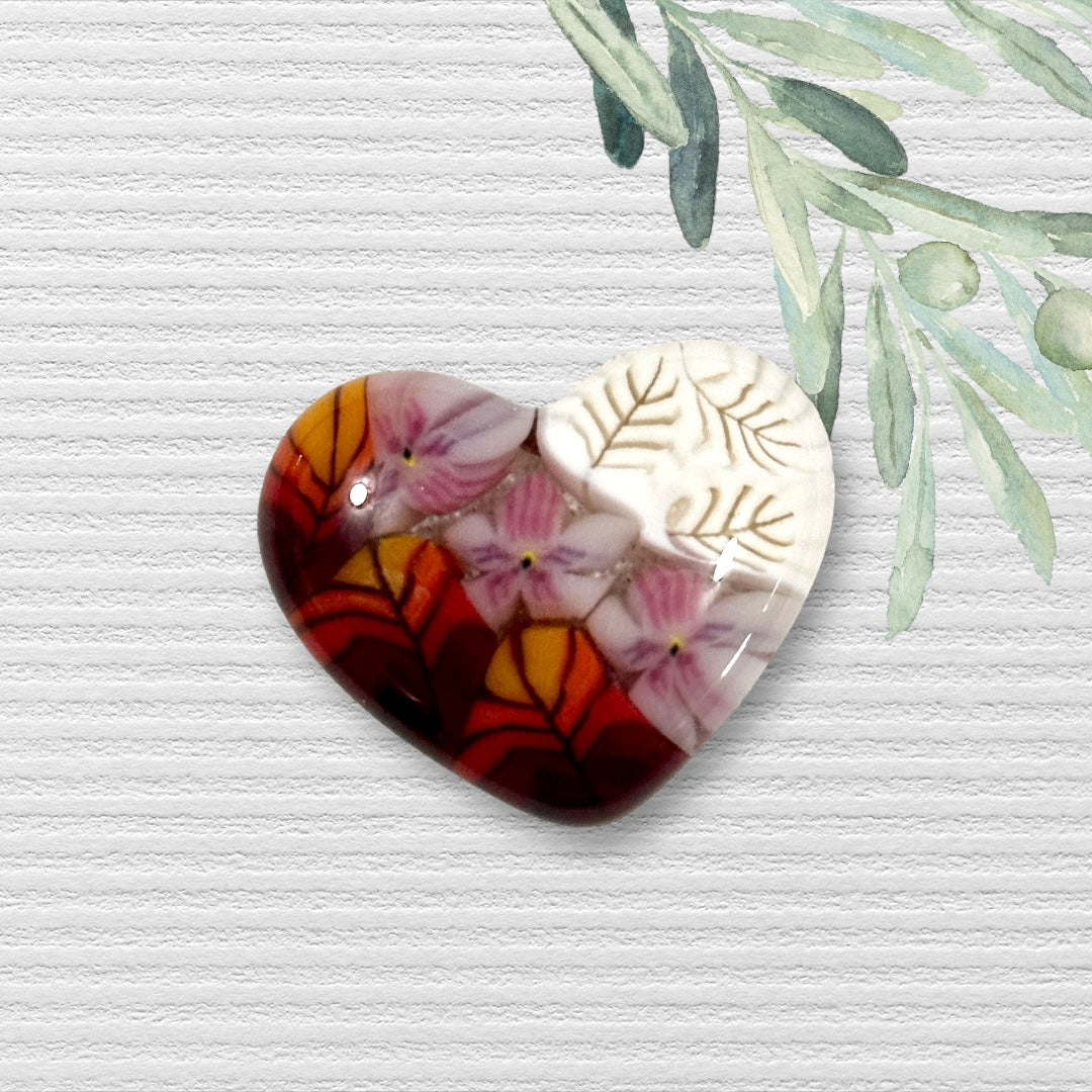 TINY Fused Glass Heart ~ Changing of the Seasons