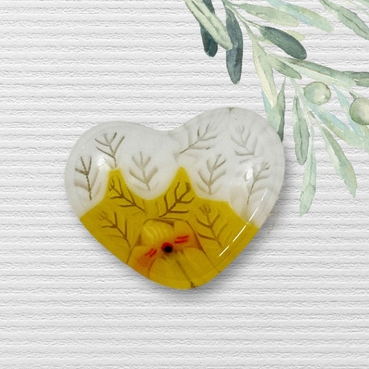 TINY Fused Glass Heart ~ Chickadee