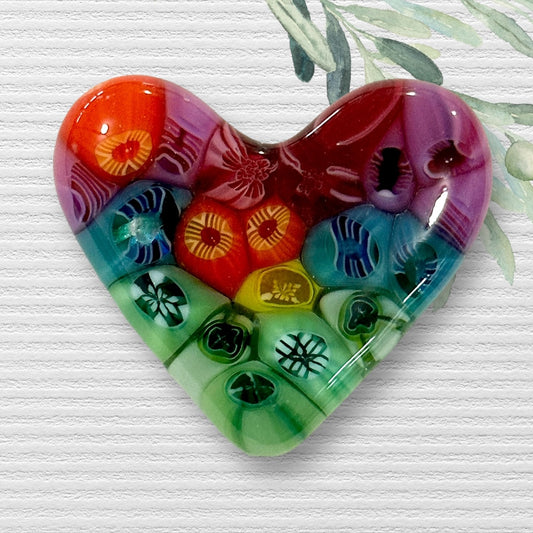 Fused Glass Heart ~ Color Splash