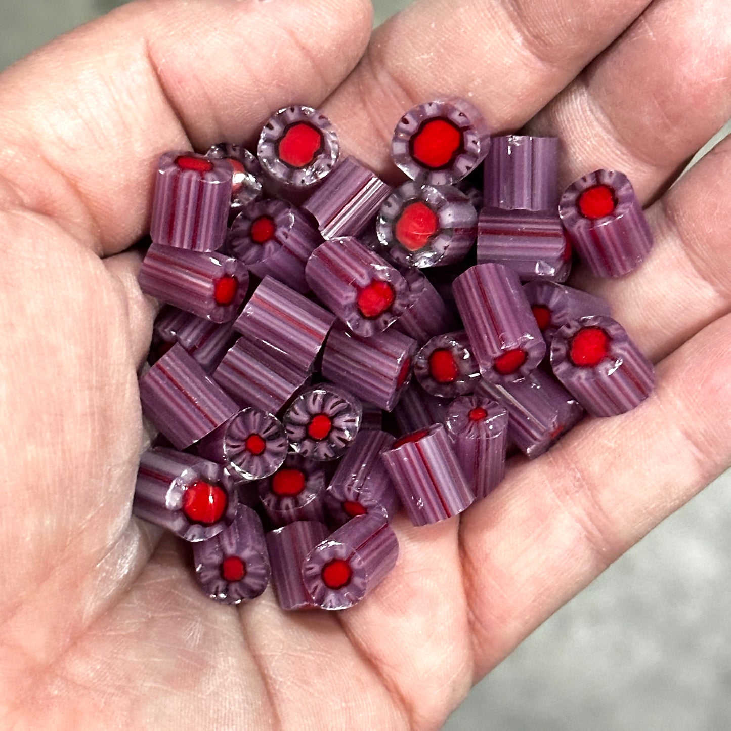 Crimson Violet Chunks, 2oz, coe 90 Fat Flower Murrini