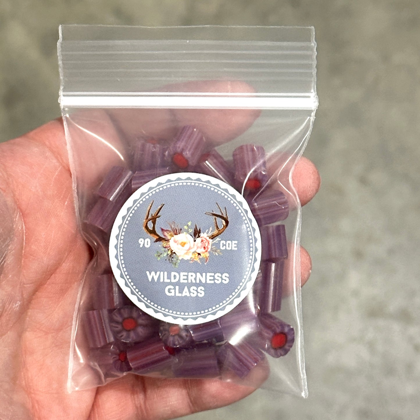 Crimson Violet Chunks, 2oz, coe 90 Fat Flower Murrini