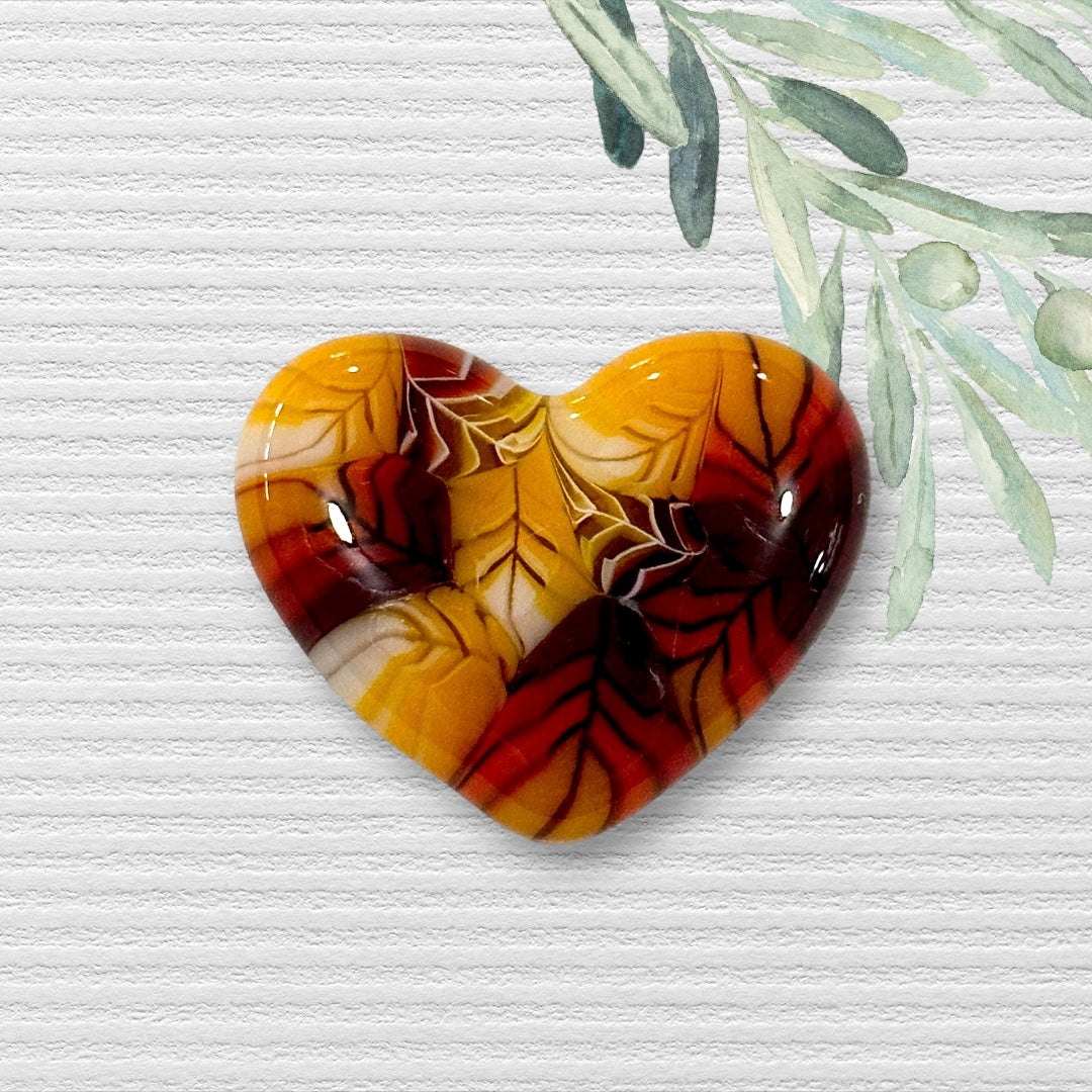 TINY Fused Glass Heart ~ Crisp Autumn