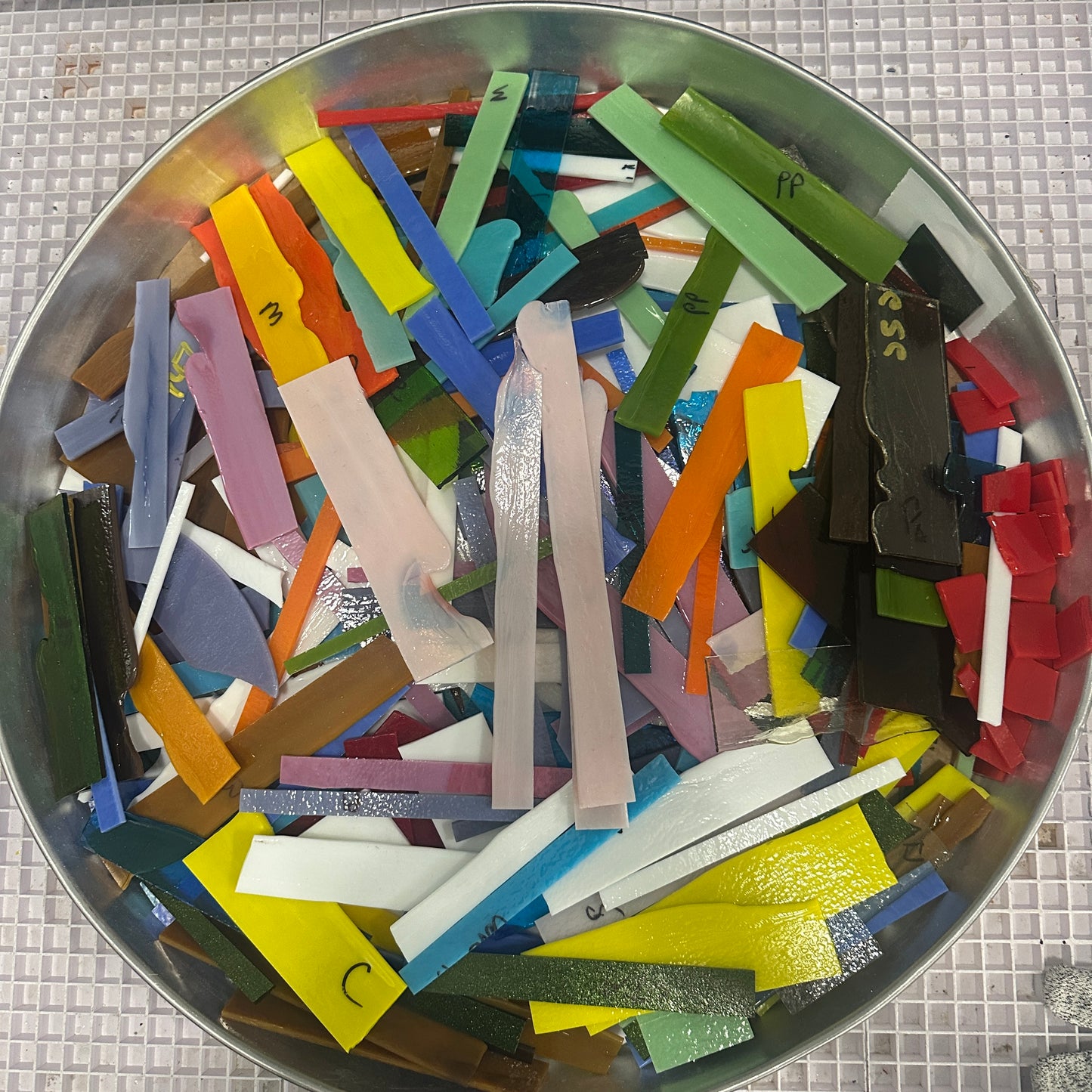 Rolled Edges 20lbs coe 90 Bullseye Scrap Glass