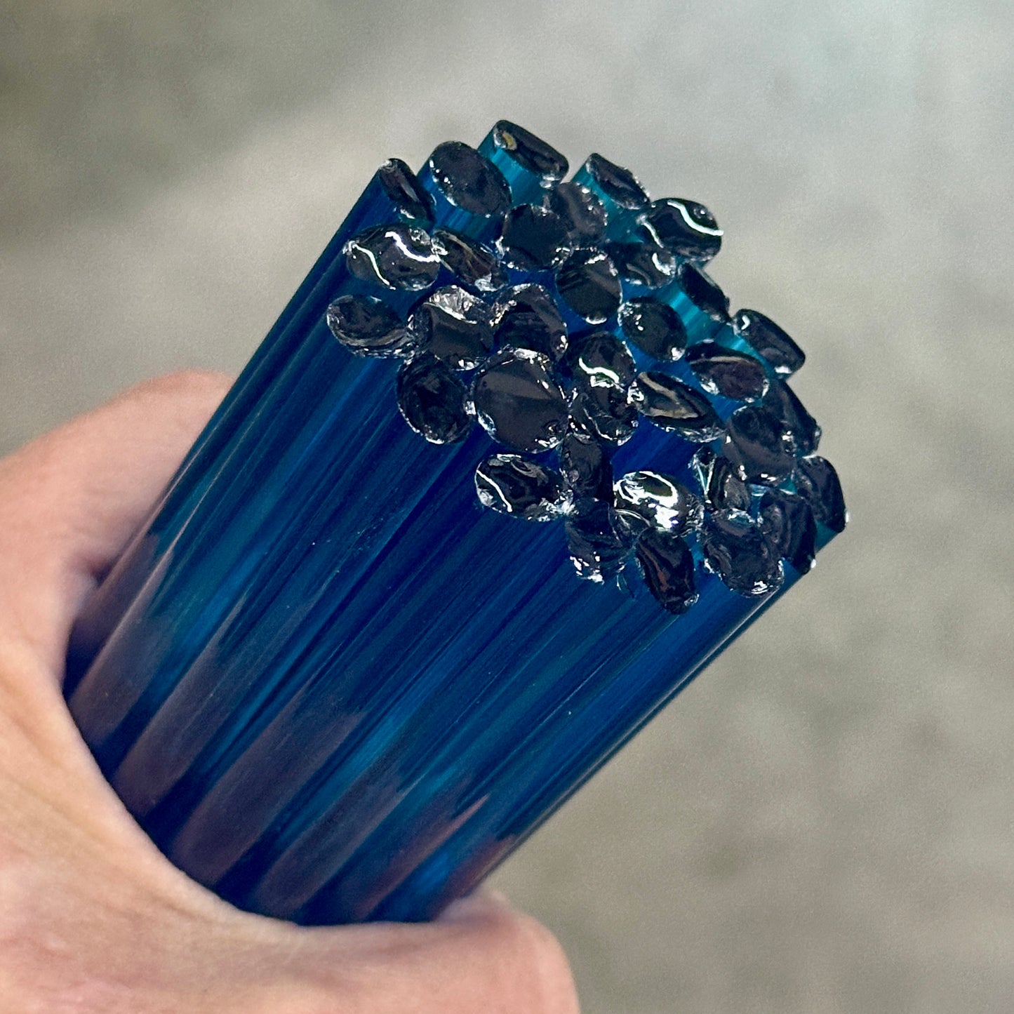 Blue Transparent Snowflakes coe 90 Design Murrini SINGLE ROD