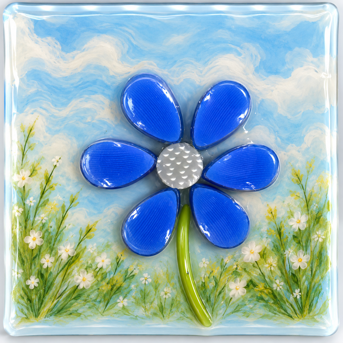 Solid Blue Petals coe 90 Petal Murrini