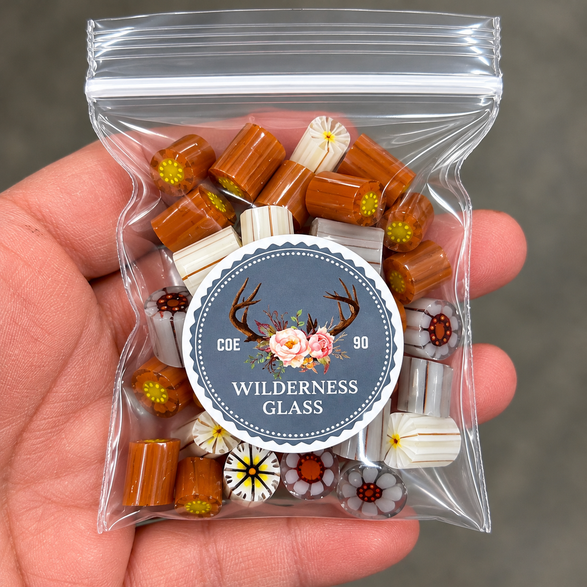 Fall Chunks, 2.5oz, coe 90 Fat Flower Murrini