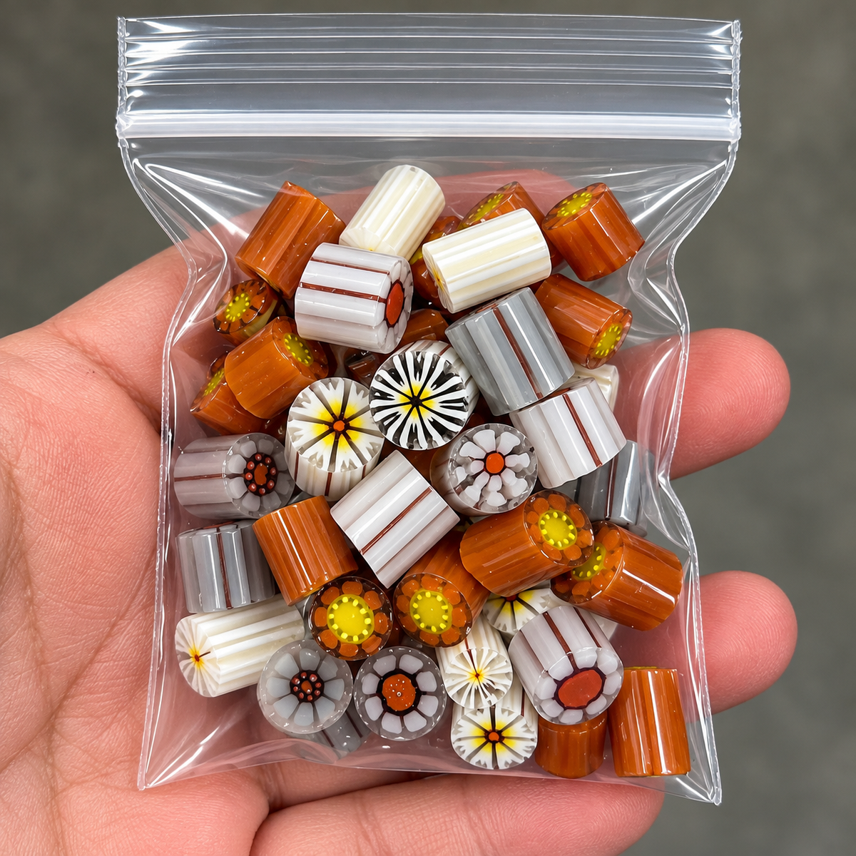 Fall Chunks, 2.5oz, coe 90 Fat Flower Murrini