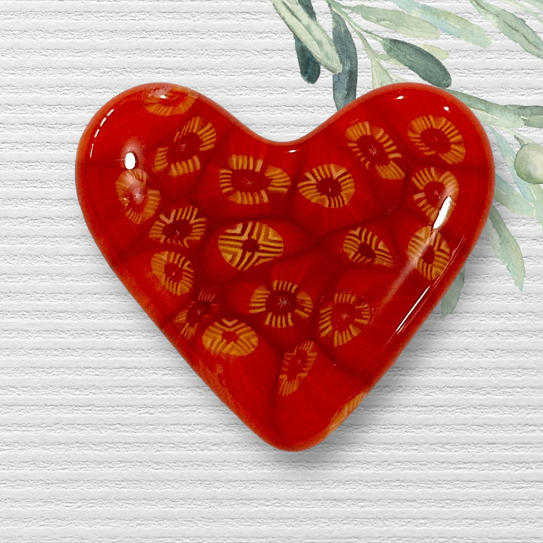 Fused Glass Heart ~ Ghost Pepper