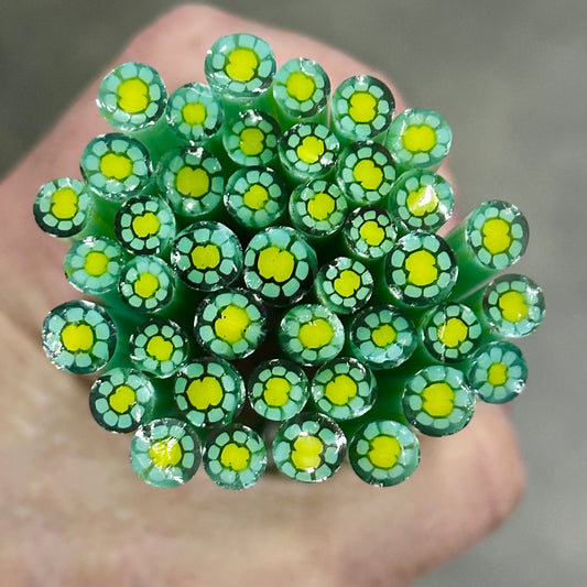 Green Phantom coe 90 Flower Murrini SINGLE ROD