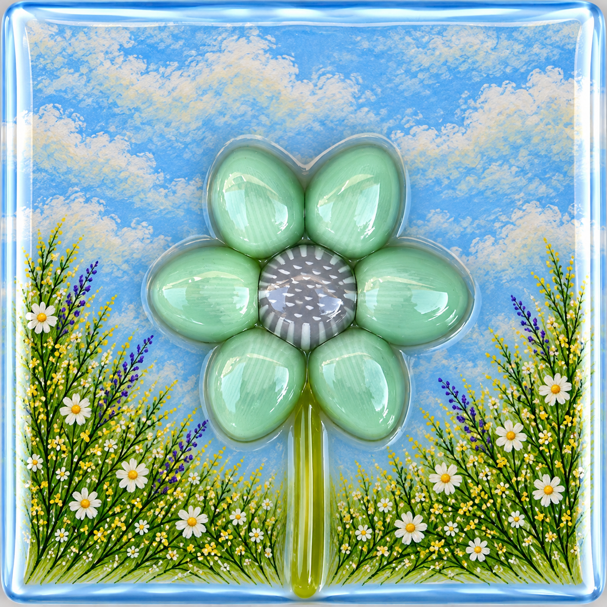 Green Petals with Grey Center coe 90 Petal Murrini
