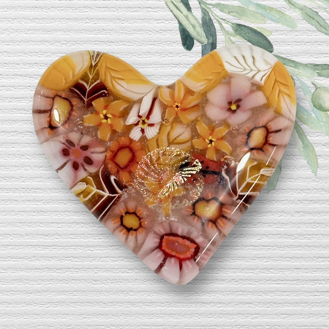 Fused Glass Heart ~ Harvest