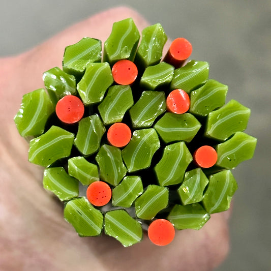 Holly Leaves and Berries coe 90 Leaf Murrini ROD SET