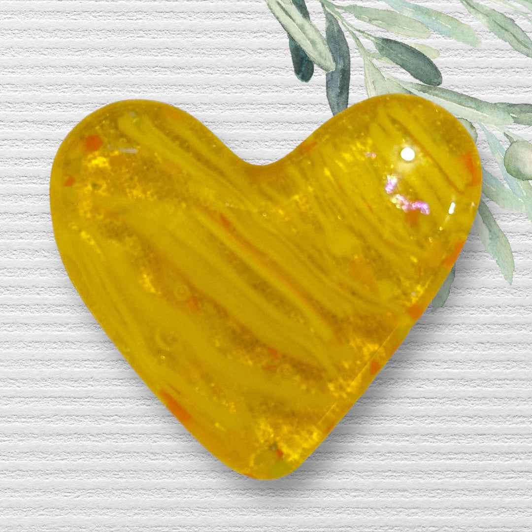 Fused Glass Heart ~ Honeycomb