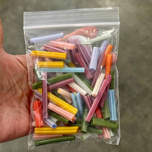 FATTER Flower and Leaf Ends, 6oz, coe 90 Murrini Mix (FOUR)