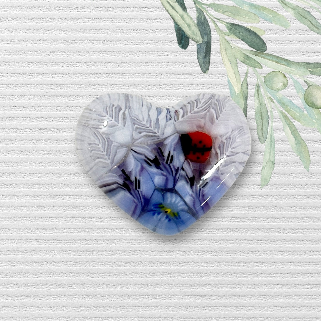 TINY Fused Glass Heart ~ Lady Lilac