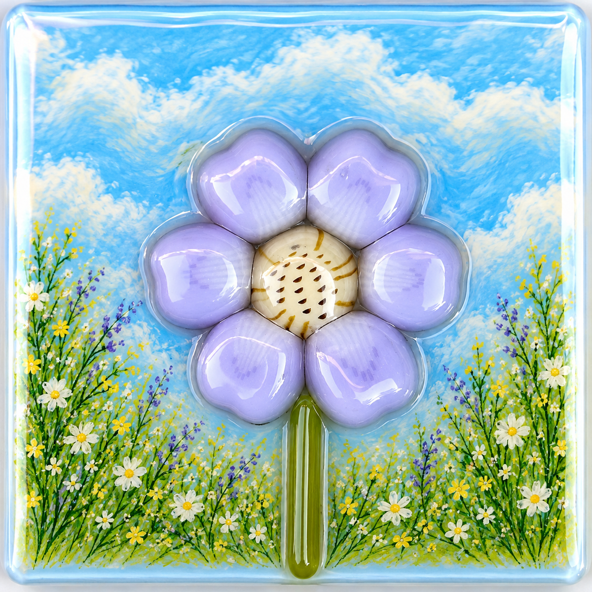 Lavender Petals with Beige Center coe 90 Petal Murrini