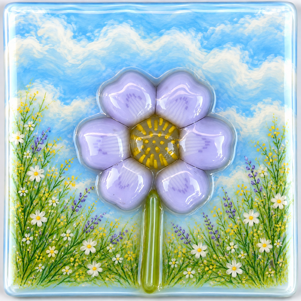 Lavender Petals with Yellow Center coe 90 Petal Murrini