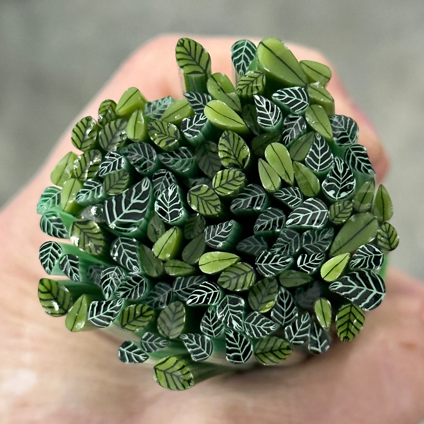 SMALLER Green Leaves Mix 1.5oz coe 90 Leaf Murrini SMALLER RODS