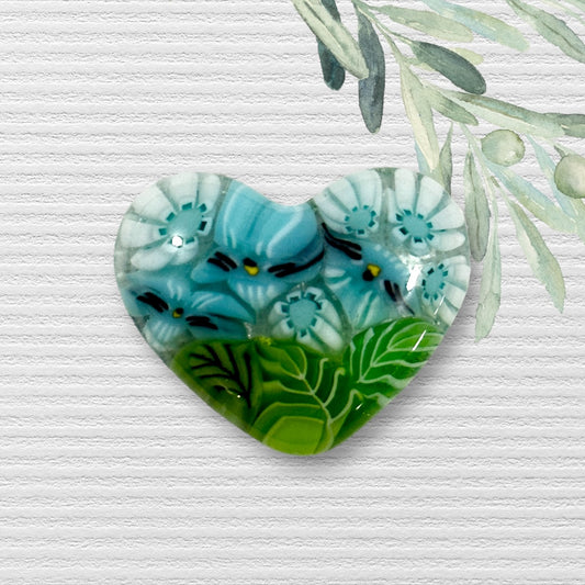 TINY Fused Glass Heart ~ Maui