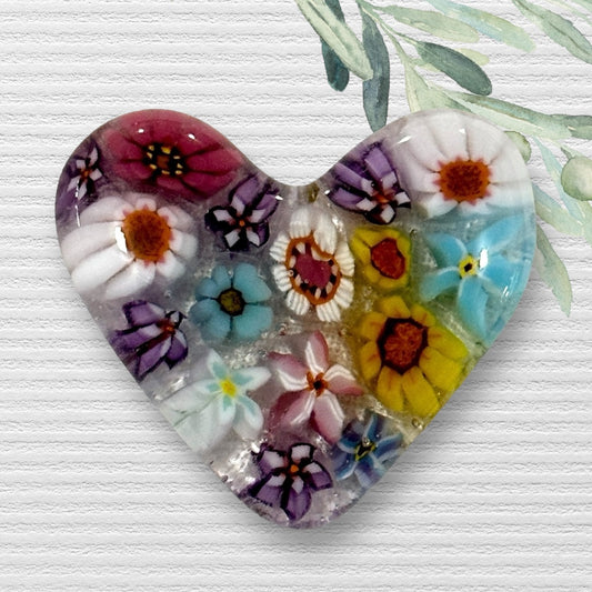 Fused Glass Heart ~ Meadow