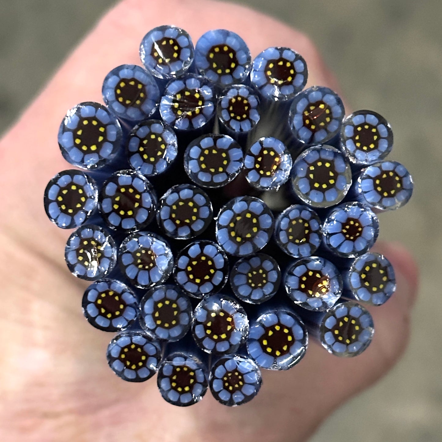 Midnight Veil Flower coe 90 Murrini SINGLE ROD