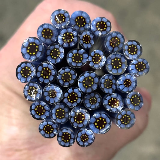 Midnight Veil Flower coe 90 Murrini SINGLE ROD