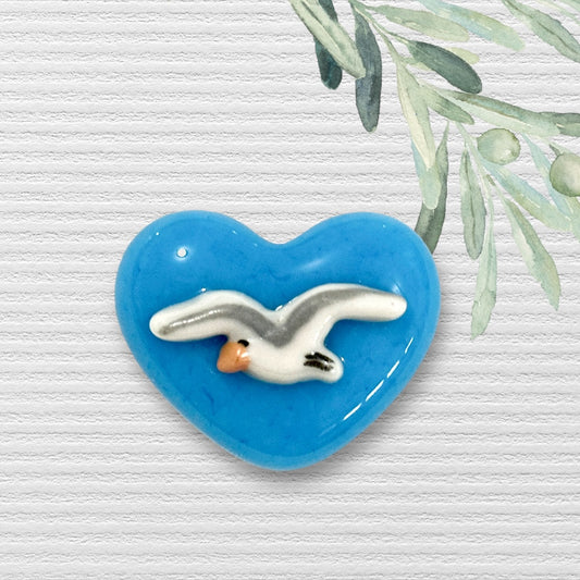 TINY Fused Glass Heart ~ Mini Gull