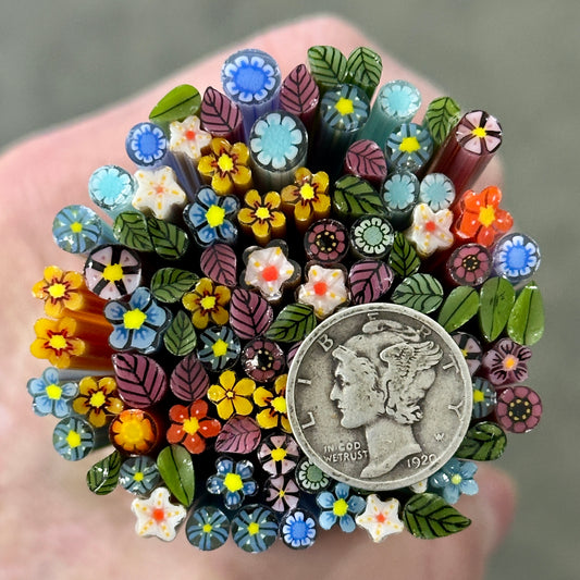 NEW Tiny Mix 3oz coe 90 Flower Murrini TINY RODS