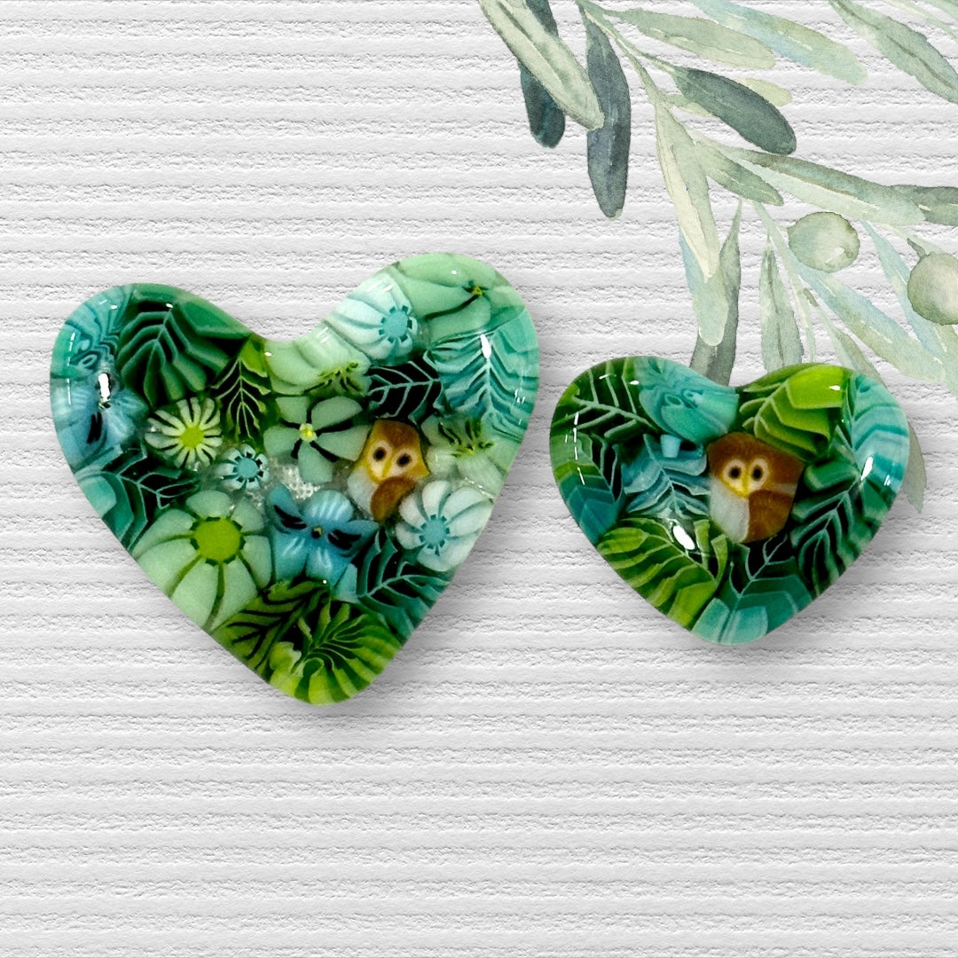 Fused Glass Heart Set ~ Owl Always Be Here For You