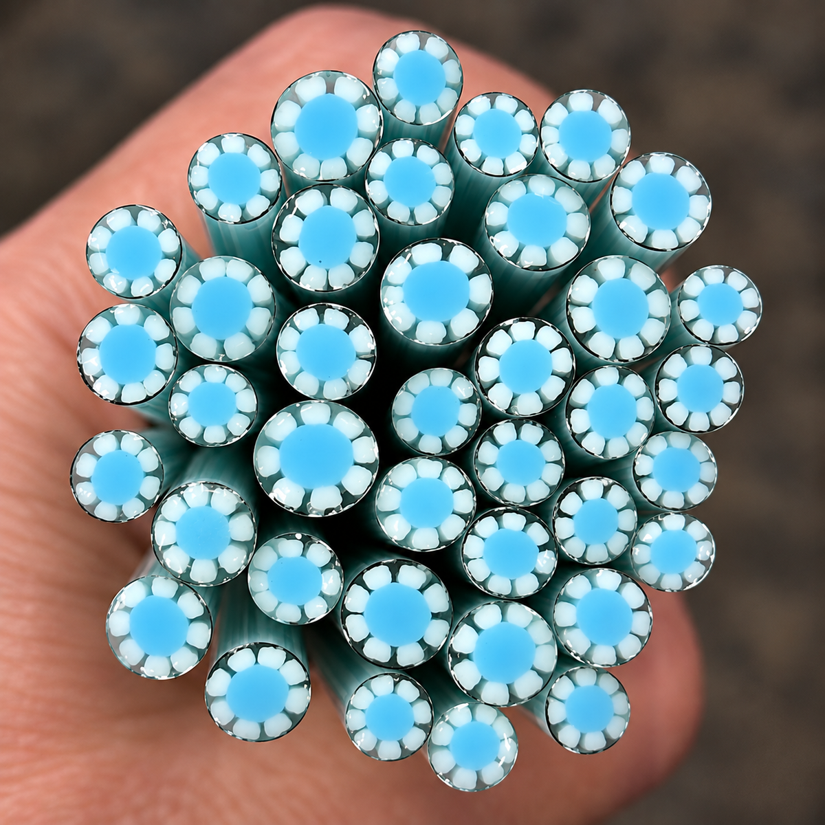 Soft Blue coe 90 Flower Murrini SINGLE ROD