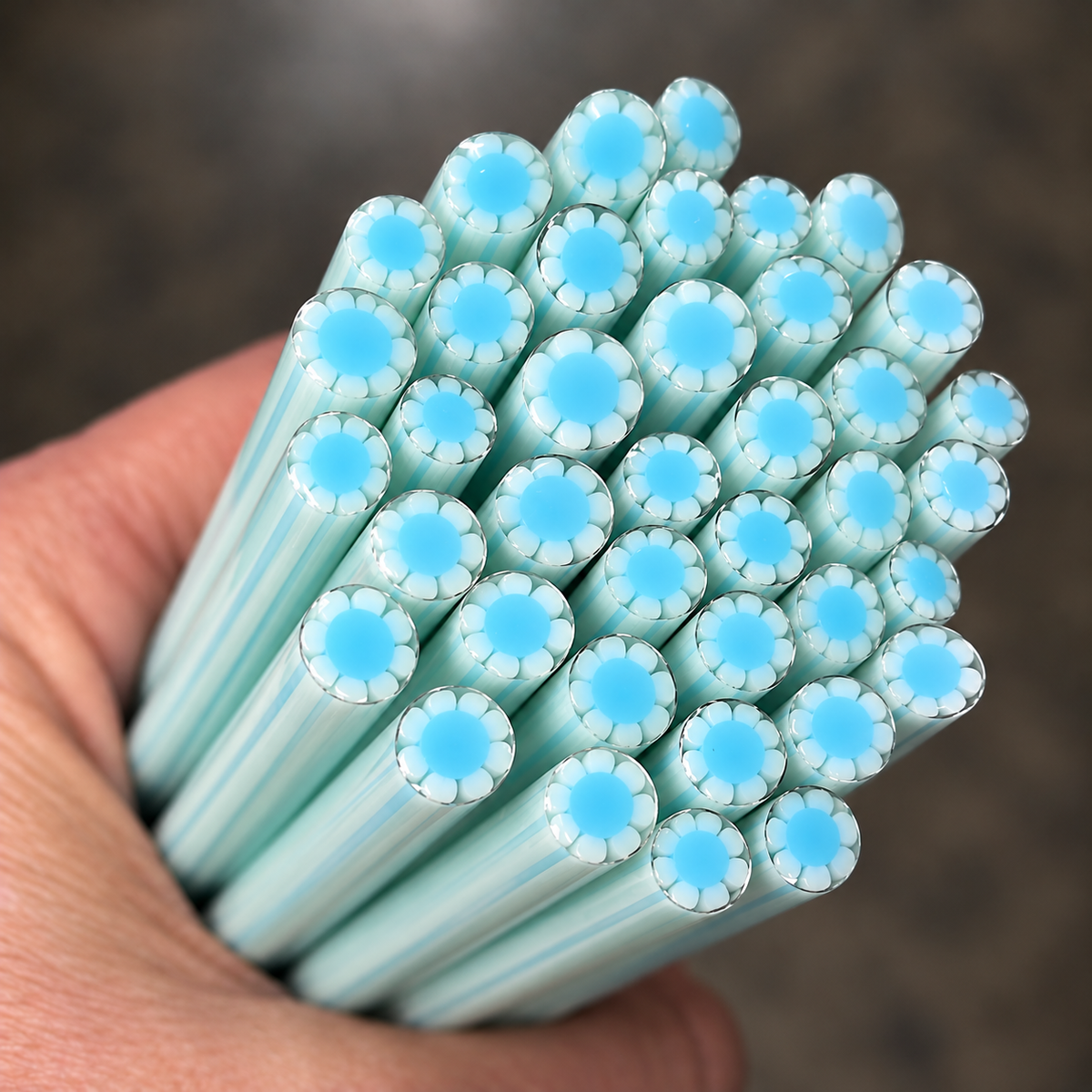 Soft Blue coe 90 Flower Murrini SINGLE ROD