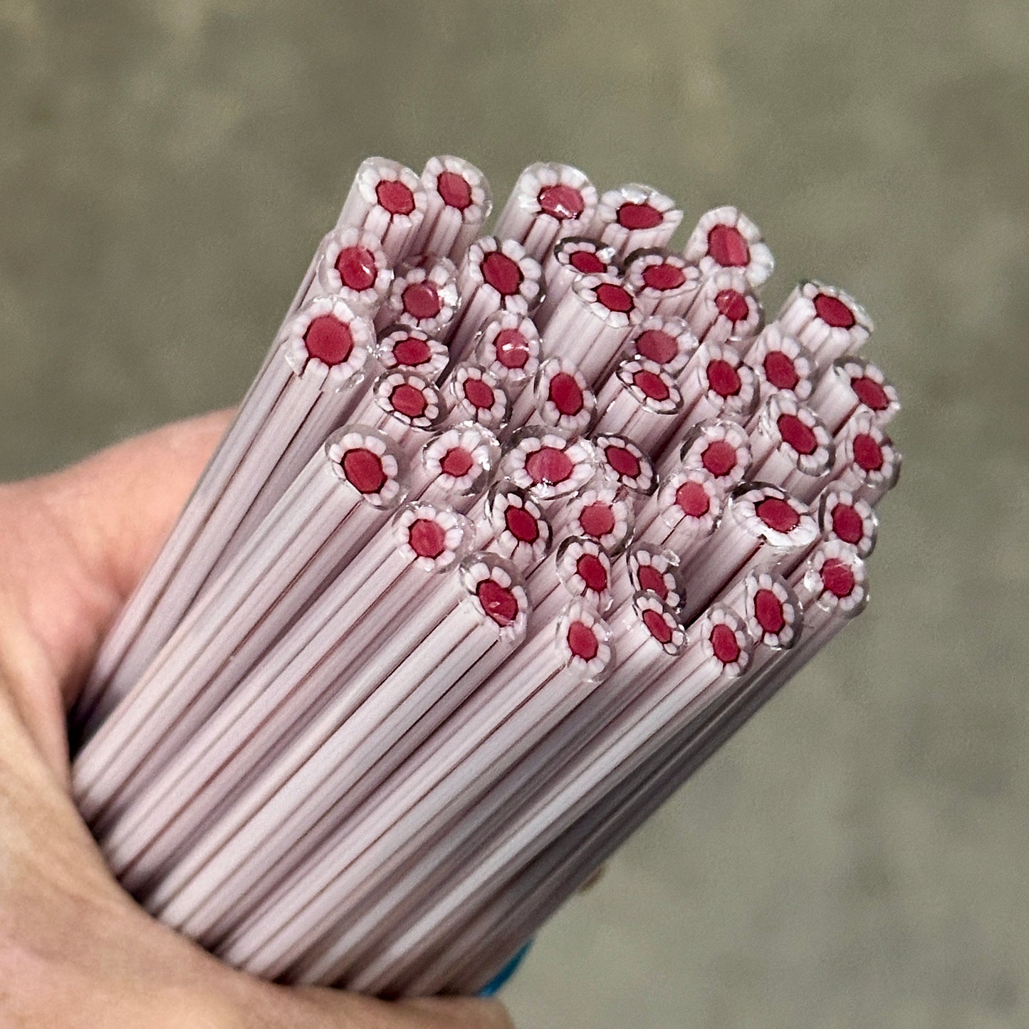 Pink Centered White Daisy coe 90 Flower Murrini SINGLE ROD