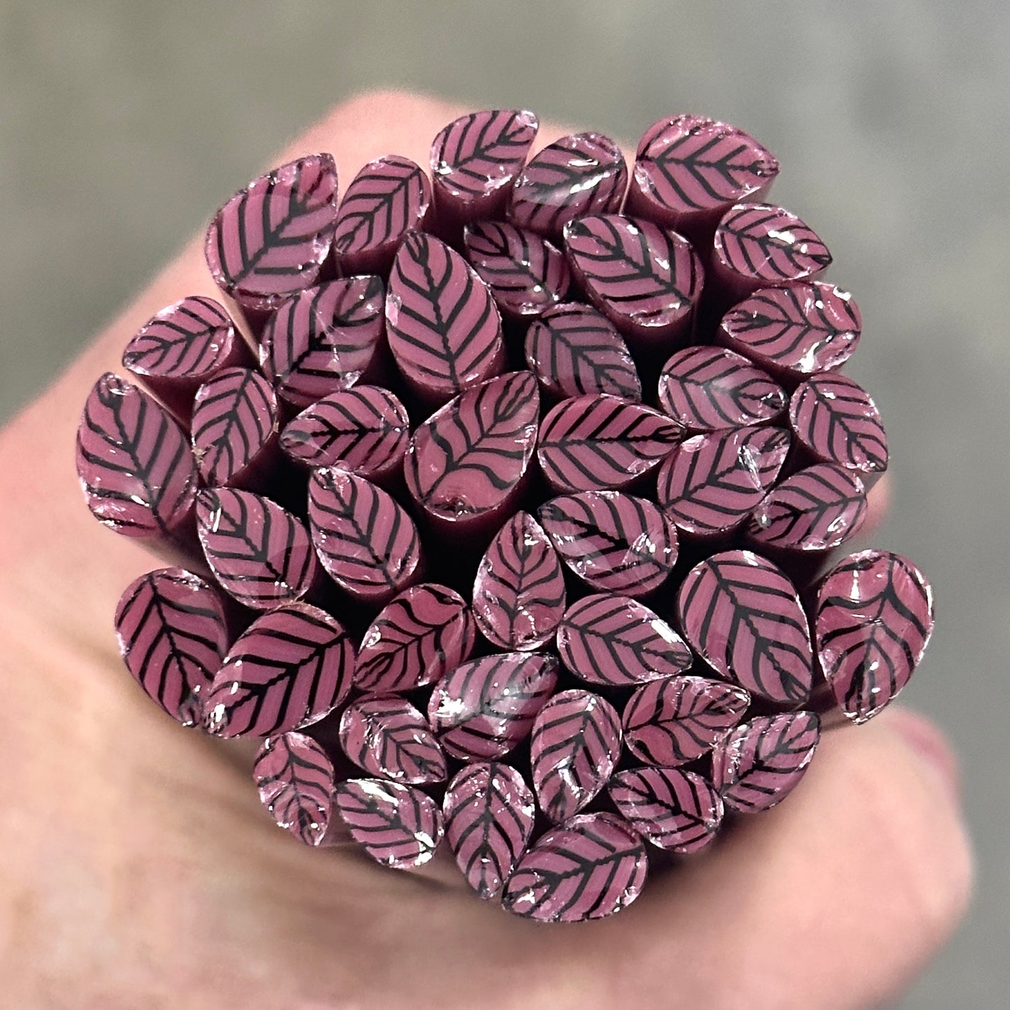 Pink Leaves coe 90 Leaf Murrini MIX & MATCH ITEM