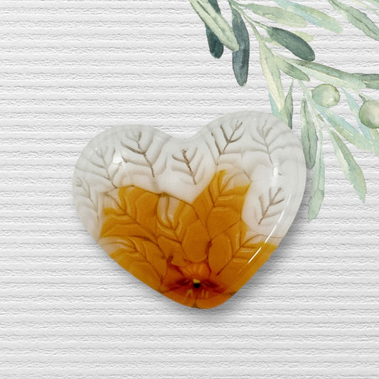 TINY Fused Glass Heart ~ Pumpkin Pie