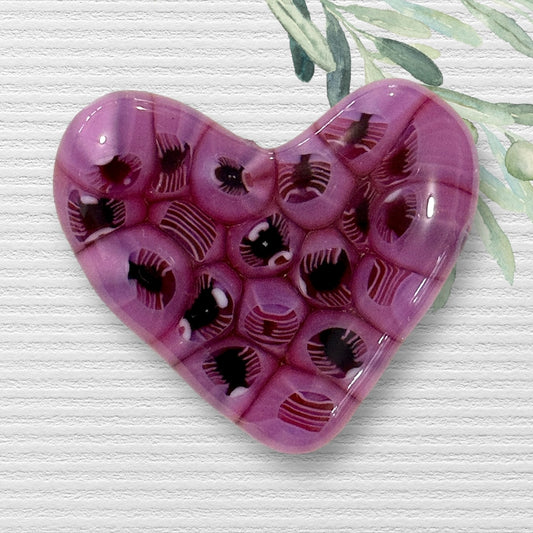 Fused Glass Heart ~ Purple Craze