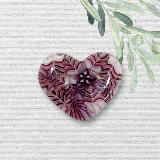 TINY Fused Glass Heart ~ Purple Rain