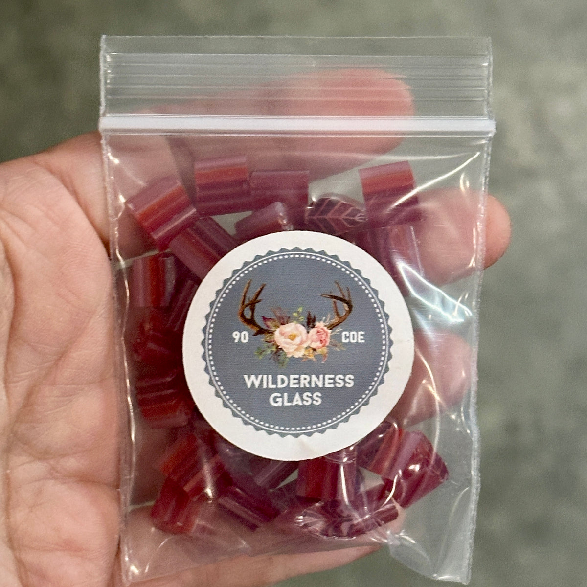 Transparent Red Leaves 1.5 oz coe 90 LEAVES