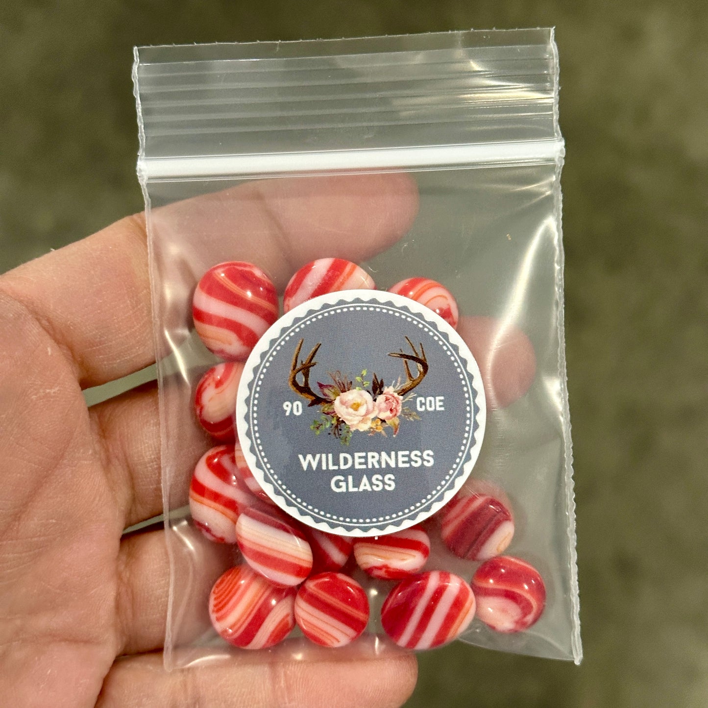 Red Swirls 1oz coe 90 SWIRLS DOTS