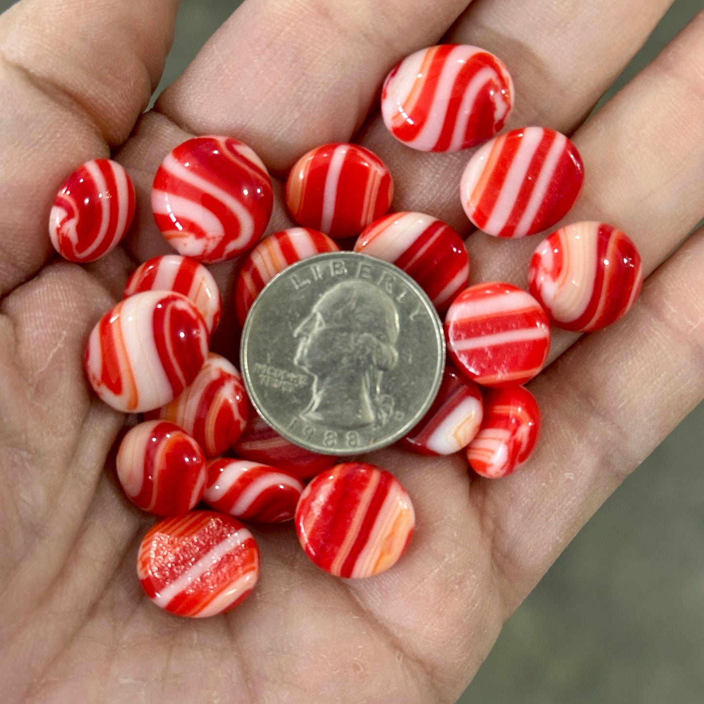 Red Swirls 1oz coe 90 SWIRLS DOTS