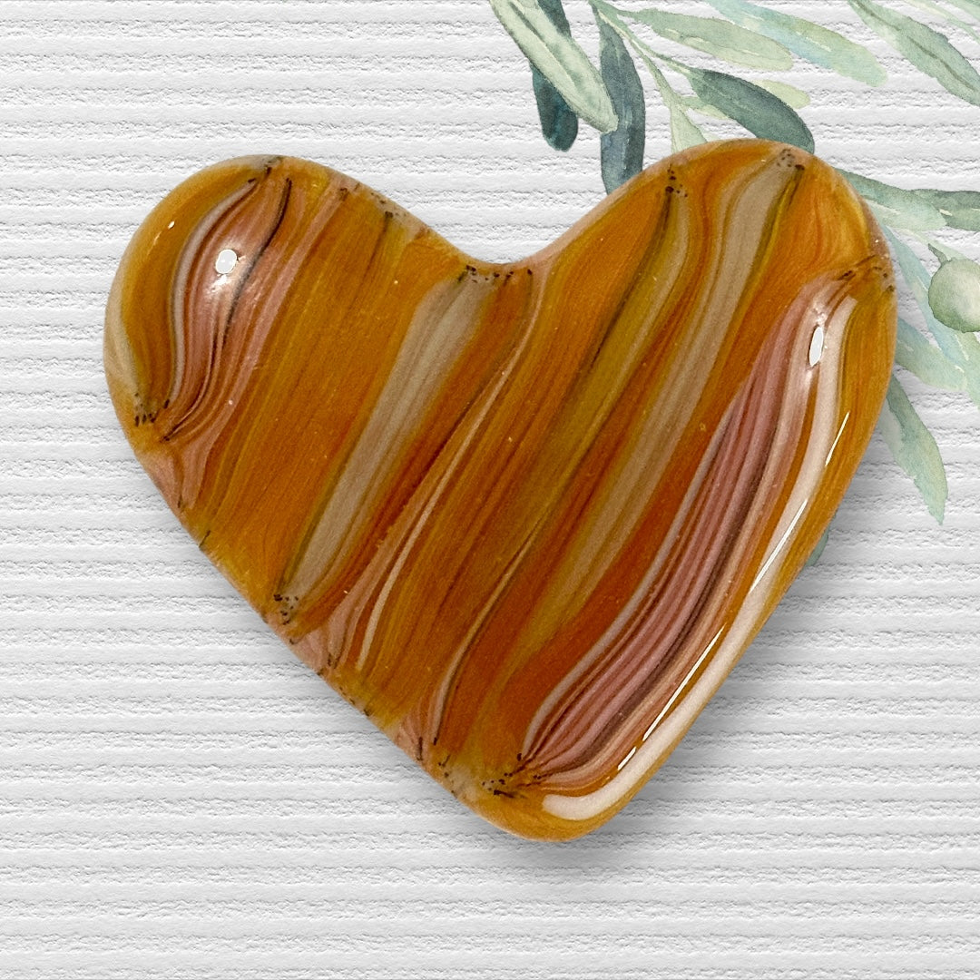 Fused Glass Heart ~ Sahara