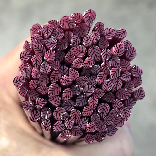 TWO TINY Pink Leaves coe 90 Leaf Murrini MIX & MATCH ITEM