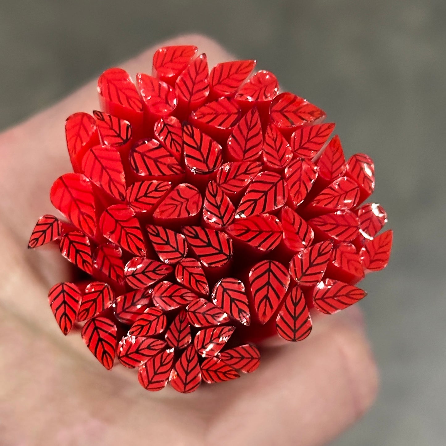 TWO Smaller Red Leaves coe 90 Leaf Murrini TWO RODS