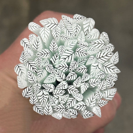 TWO Smaller White Leaves coe 90 Leaf Murrini MIX & MATCH ITEM