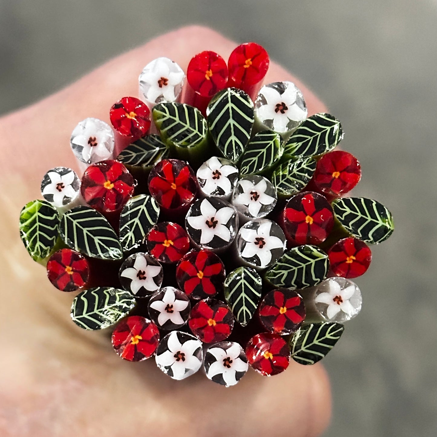 Snow Day Set coe 90 Flower & Leaf Murrini