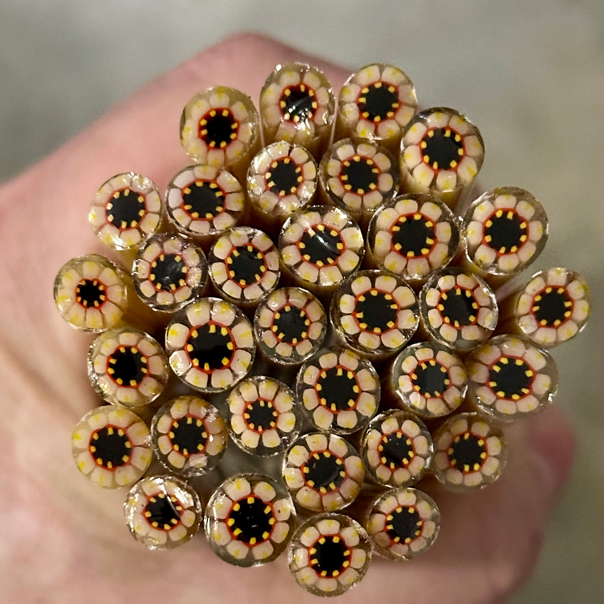 Straw Like Rod Straw Flower coe 90 Flower Murrini SINGLE ROD – Wilderness Glass