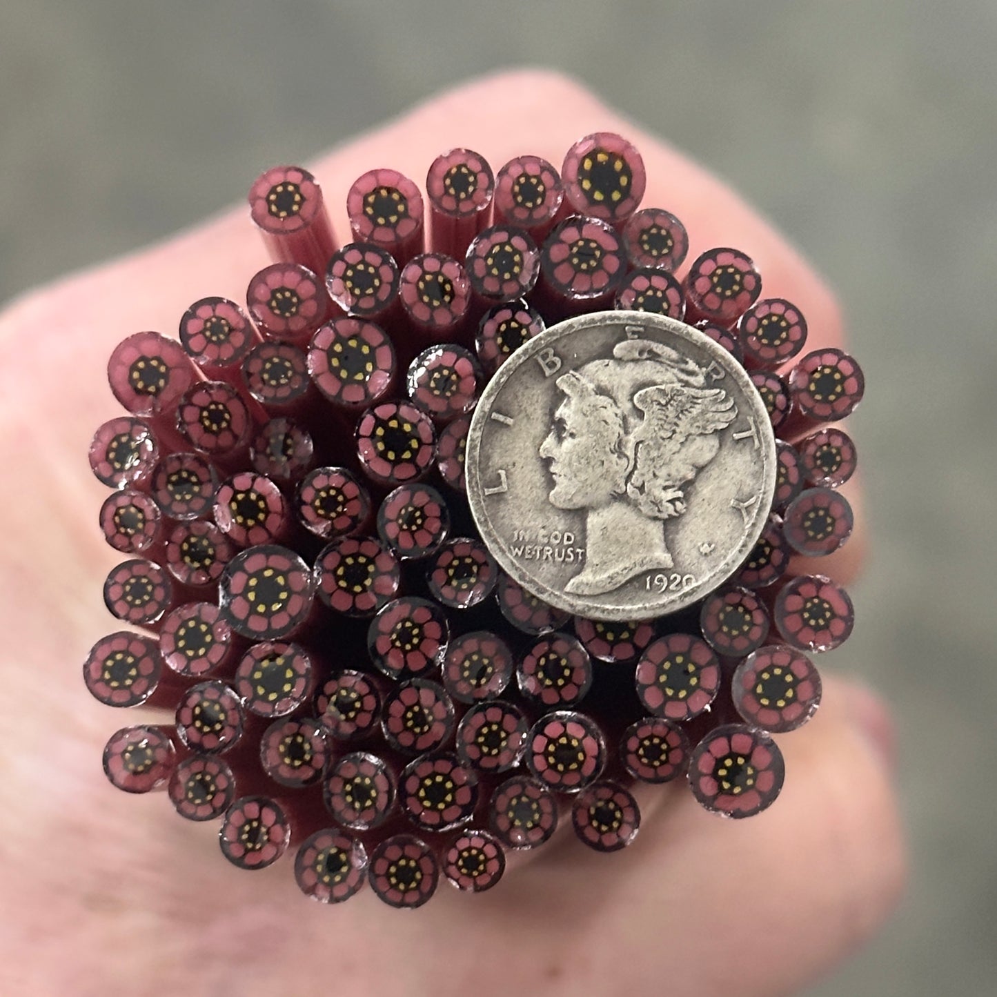 Tiny Appolonia Flowers 1oz coe 90 Flower Murrini TINY RODS (NOON)