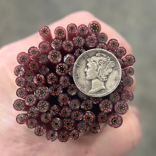 Tiny Appolonia Flowers 1oz coe 90 Flower Murrini TINY RODS (NOON)