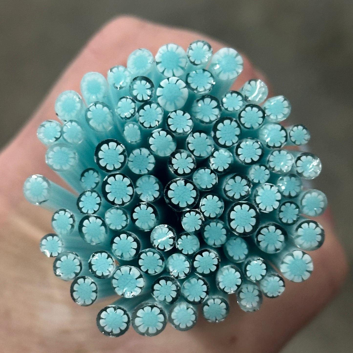 Tiny Aqua Daisies 1oz coe 90 Flower Murrini TINY RODS (NOON)